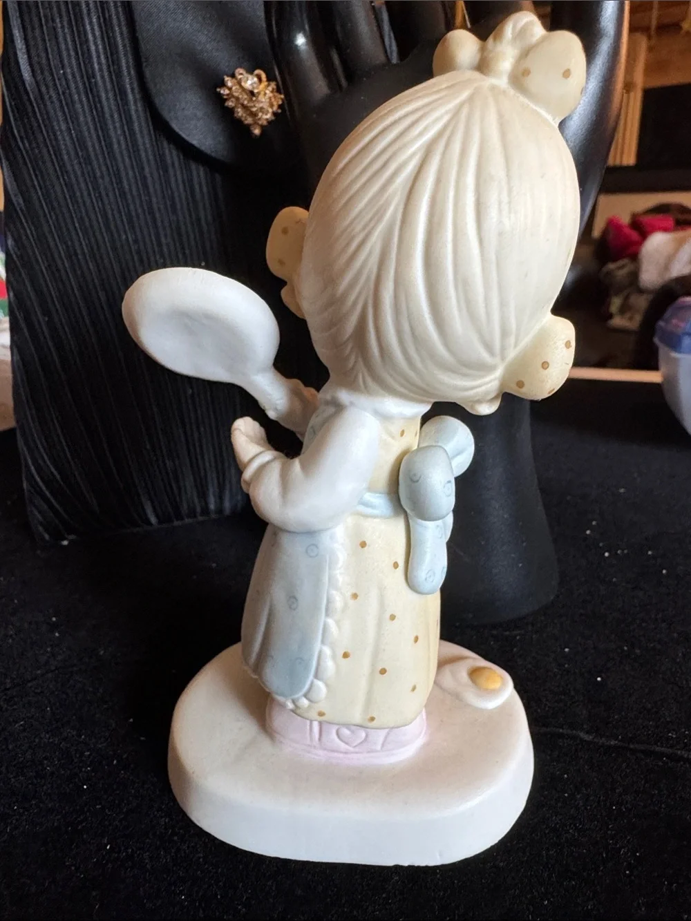 Precious Moments Cream Figurine with Pastel Blue and Pastel Pink Accents